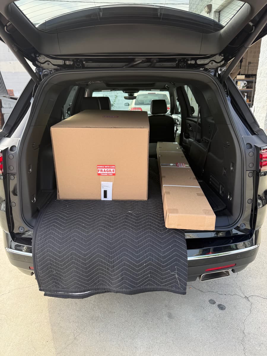Fragile and oversized cartons secured for careful transportation